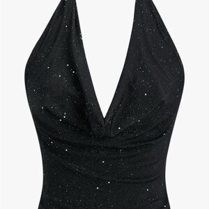 Black Sparkle Halter Top